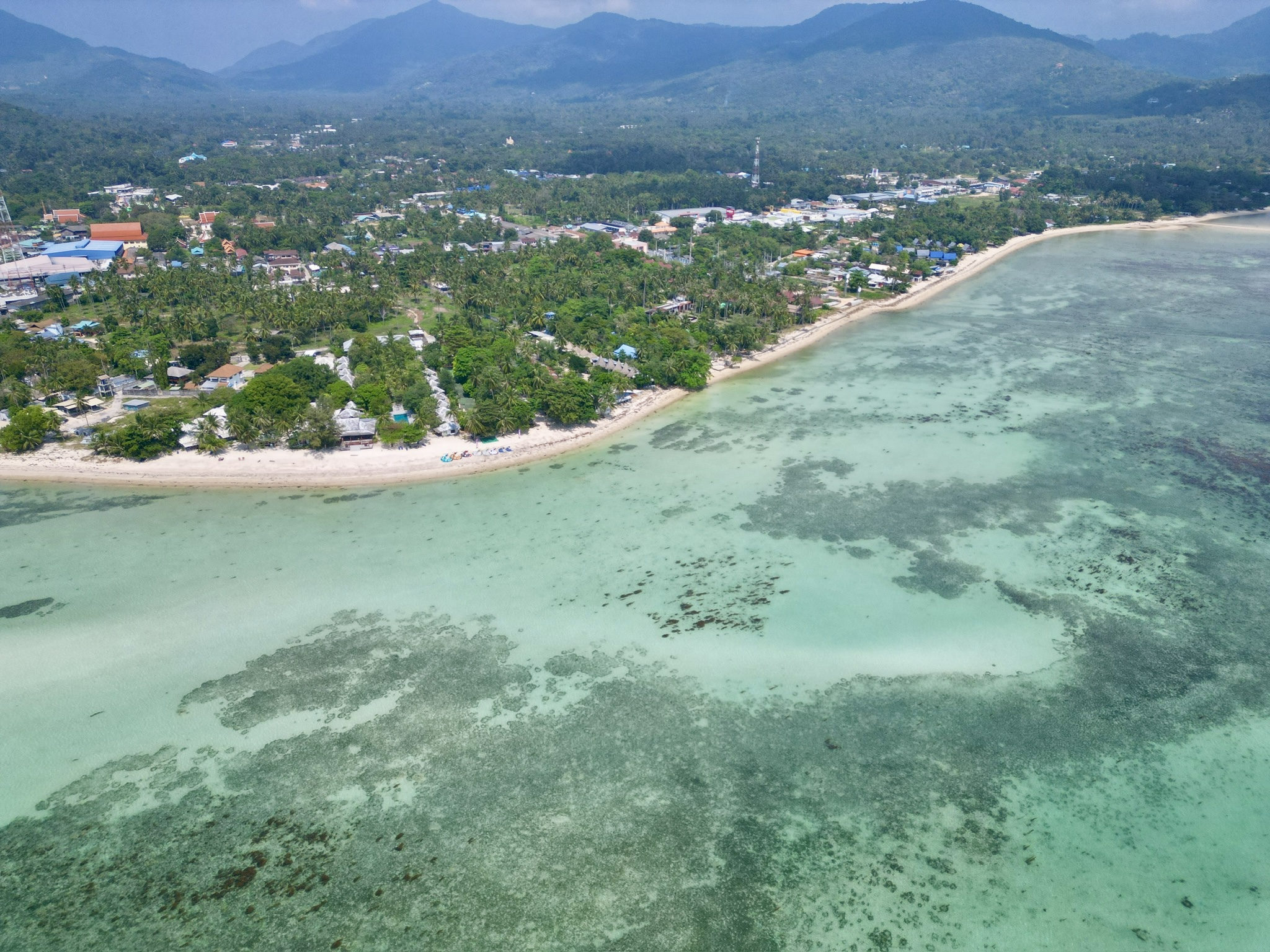 Thong Sala kite spot Koh Phangan — flat water lagoon aerial view, ideal for beginners